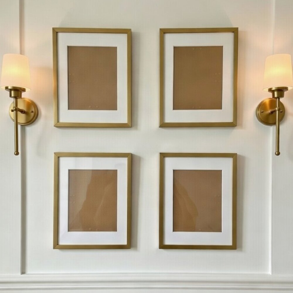 Gold Gallery Wall Frames and LED Sconce Lights